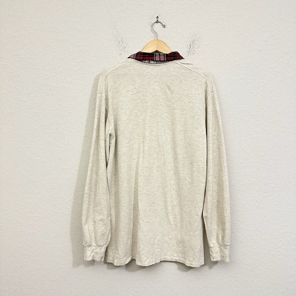 Vintage POLO RALPH LAUREN L/S Pony Polo Shirt w Plaid Collar USA MADE - Picture 4 of 7